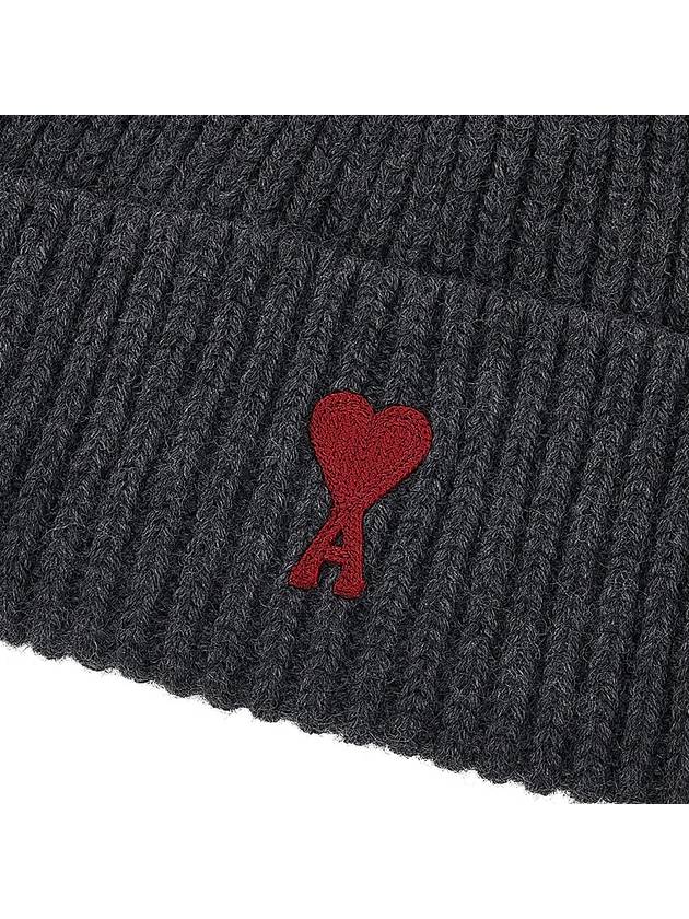 Heart Logo Wool Beanie Heather Grey - AMI - BALAAN 7