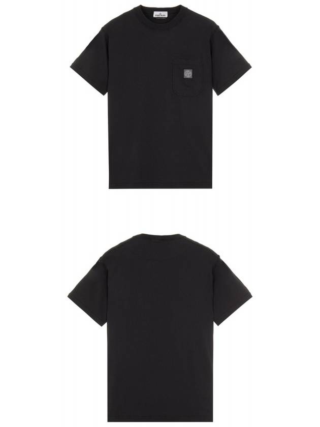 Wappen Logo Patch Pocket Short Sleeve T-Shirt Black - STONE ISLAND - BALAAN 5