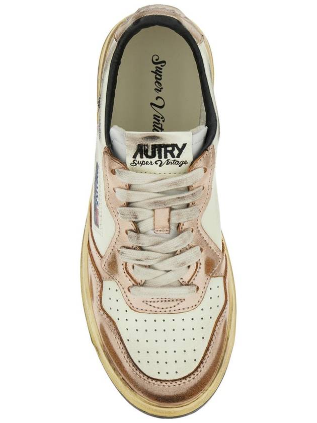 'Super Vintage' White And Metallic Low Top Sneakers With Logo Detail In Leather Man - AUTRY - BALAAN 4