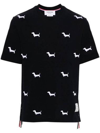 Classic Pique Hector Short Sleeve T-Shirt Navy - THOM BROWNE - BALAAN 1