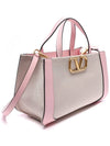 Signature V Logo Bicolor Tote Bag Beige Pink - VALENTINO - BALAAN 4