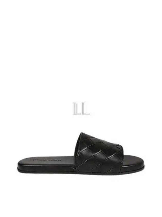 Intrecciato Leather Slippers Black - BOTTEGA VENETA - BALAAN 2