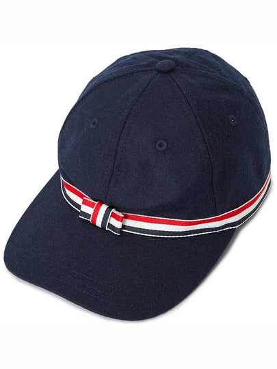 Bow Grosgrain Wool Flannel Ball Cap Navy - THOM BROWNE - BALAAN 2