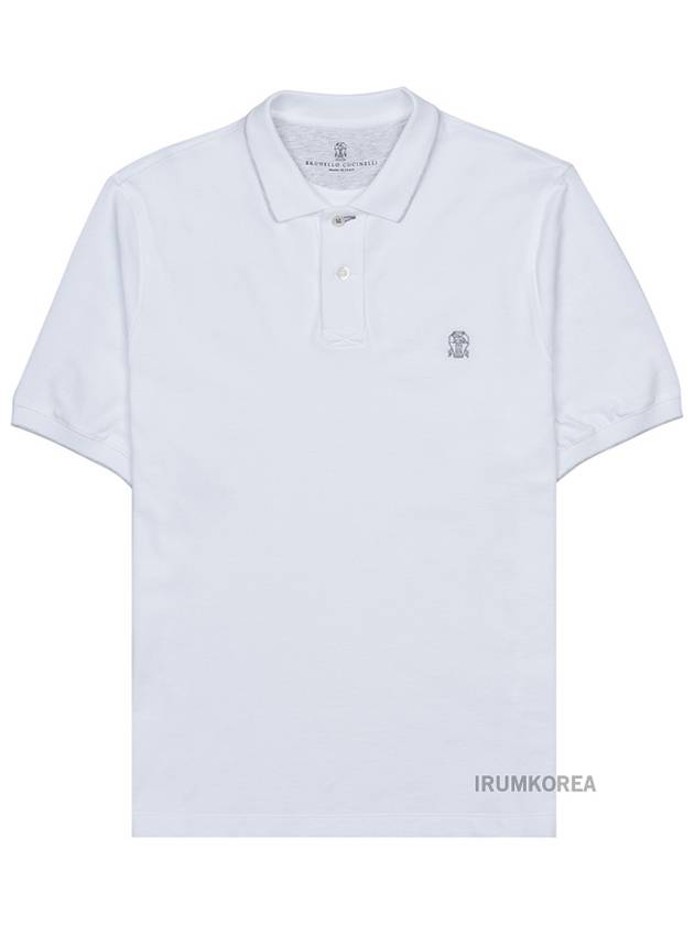 Embroidered Logo Short Sleeve Polo Shirt White - BRUNELLO CUCINELLI - BALAAN 2