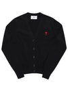 Heart Logo Wool Cardigan Black - AMI - BALAAN 3