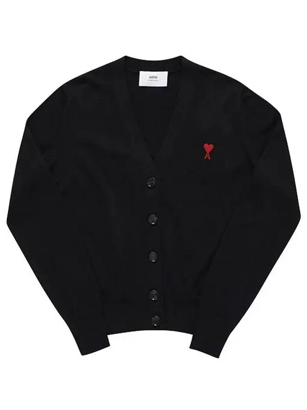 Heart Logo Wool Cardigan Black - AMI - BALAAN 3