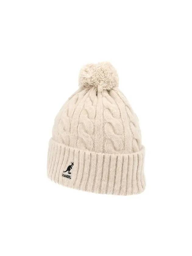 K4460SM BEIGE Cable Knit Pom Beanie - KANGOL - BALAAN 1