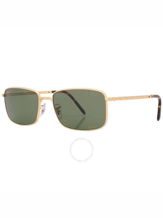 Ray Ban Polarized Dark Green Chromance Rectangular Unisex Sunglasses RB3717 9196P1 60 - RAY-BAN - BALAAN 2