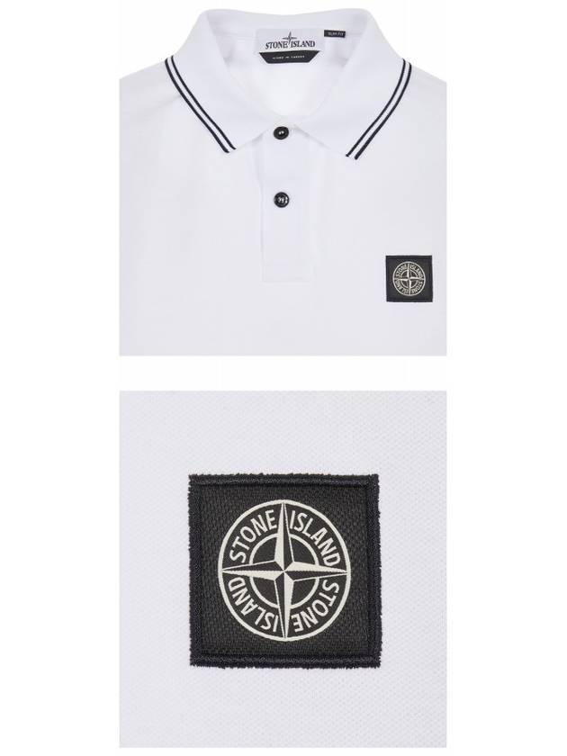 Stretch Cotton Long Sleeve Polo Shirt White - STONE ISLAND - BALAAN 6