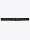 Monogram Buckle Leather Belt Black - SAINT LAURENT - BALAAN 2