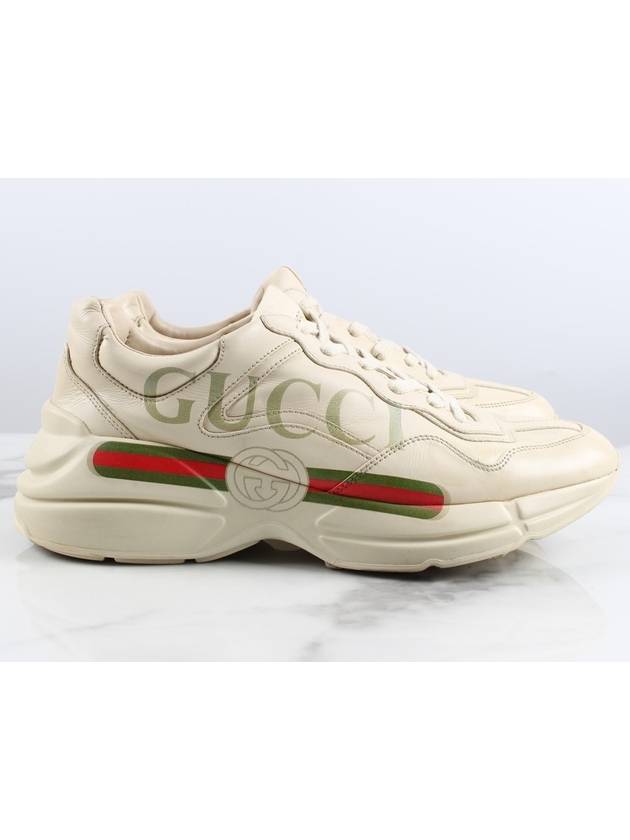 Rhyton strip logo sneakers size 8 5 - GUCCI - BALAAN 5