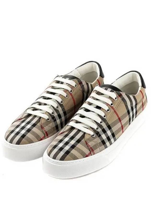 Vintage Check Cotton Low Top Sneakers Beige - BURBERRY - BALAAN 2