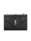 Envelope Medium Chain Bag in Mix Matelasse Grain De Poudre Embossed Leather Black - SAINT LAURENT - BALAAN 3