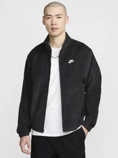 NSW Club Corduroy Harrington Zip Up Jacket Black - NIKE - BALAAN 2