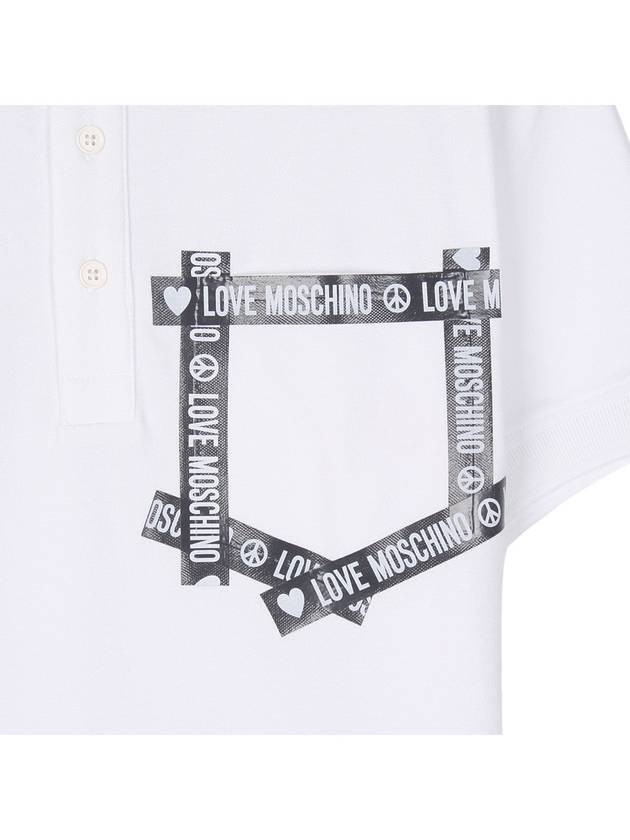 Men's Logo Tape Short Sleeve PK Shirt White - MOSCHINO - BALAAN.