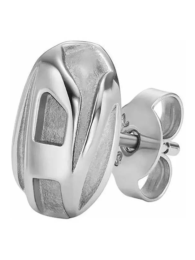 Men s D Logo Stainless Steel Earrings Silver - DIESEL - BALAAN 4