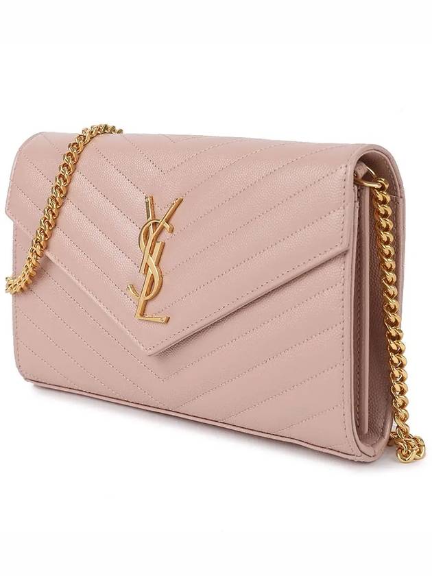 Monogram Matelasse Chain Shoulder Bag Pink - SAINT LAURENT - BALAAN 3