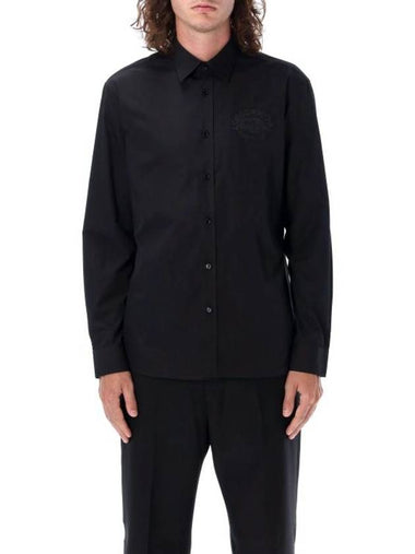 Embroidered Logo Long Sleeve Shirt Black - BURBERRY - BALAAN 1