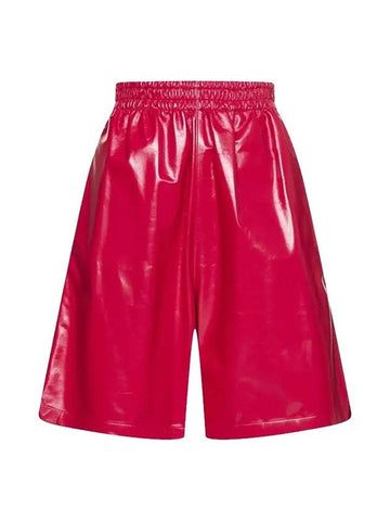 Women's Shiny Leather Bermuda Shorts Snapdragon - BOTTEGA VENETA - BALAAN 1