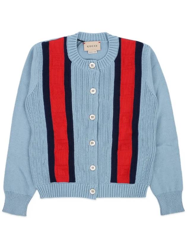 Kids Striped Knit Cardigan Sky - GUCCI - BALAAN 4