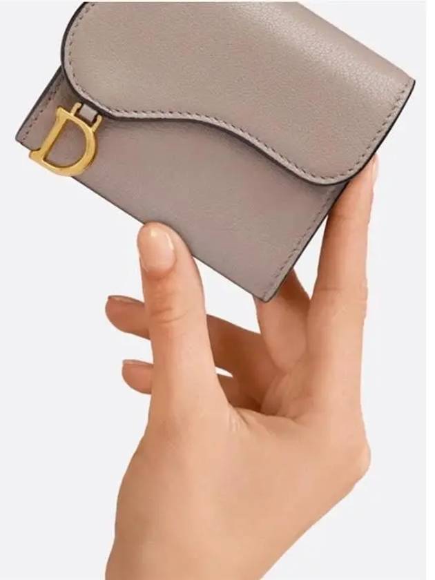 Saddle Lotus Goatskin Half Wallet Warm Taupe - DIOR - BALAAN 8