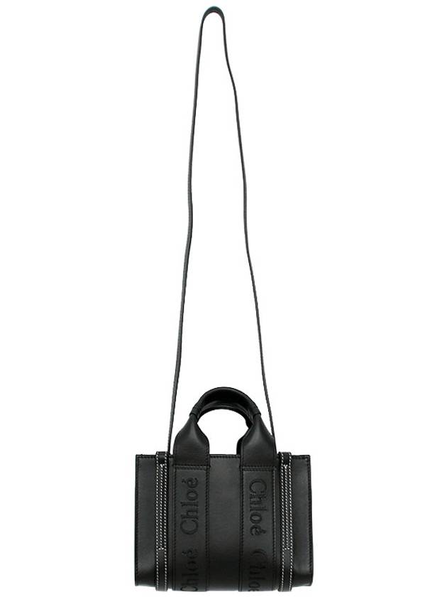 Woody Logo Calf Leather Mini Tote Bag Black - CHLOE - BALAAN 4