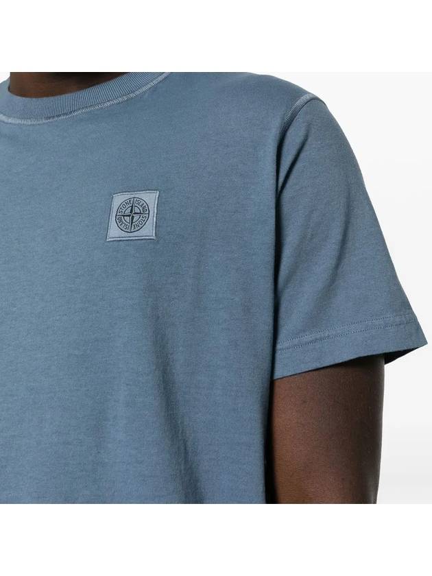 Organic Cotton Short Sleeve T-Shirt Avio Blue - STONE ISLAND - BALAAN 6