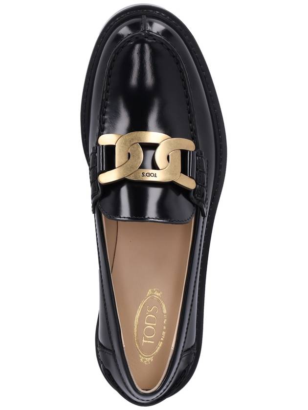 Brushed Leather Chain Loafers Black - TOD'S - BALAAN 6