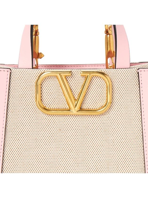 V Logo Signature Leather Tote Bag Pink - VALENTINO - BALAAN 9