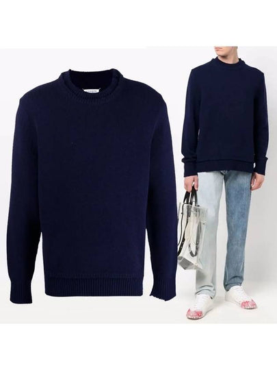 Elbow Patch Wool Knit Top Navy - MAISON MARGIELA - BALAAN 2