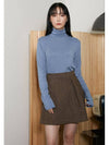 Vibrin Harris Wool Tuck Skirt Brown Herringbone - VIBEREEN - BALAAN 4