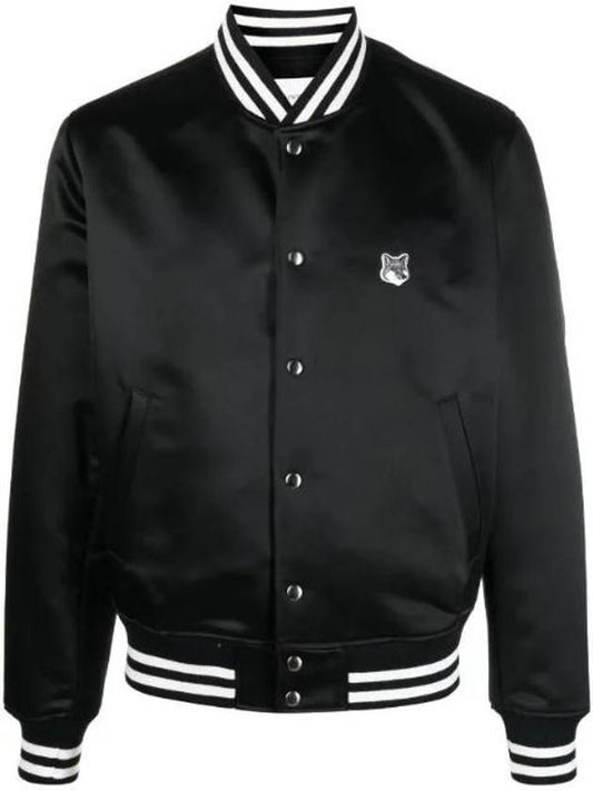 Satin Nylon Teddy Jacket Black - MAISON KITSUNE - BALAAN.