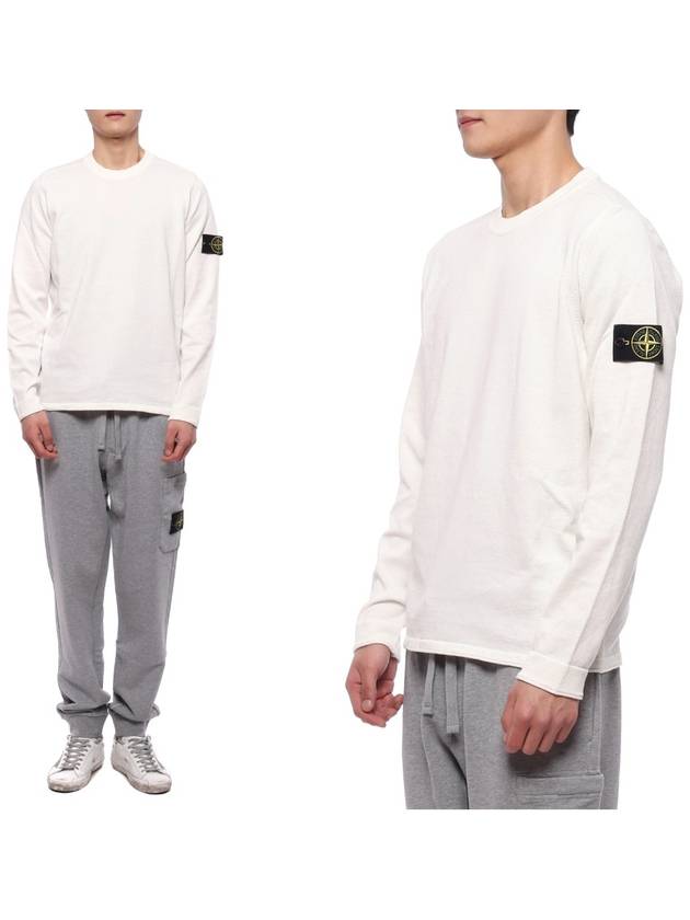 Wappen Patch Crew Neck Cotton Knit Top White - STONE ISLAND - BALAAN 2