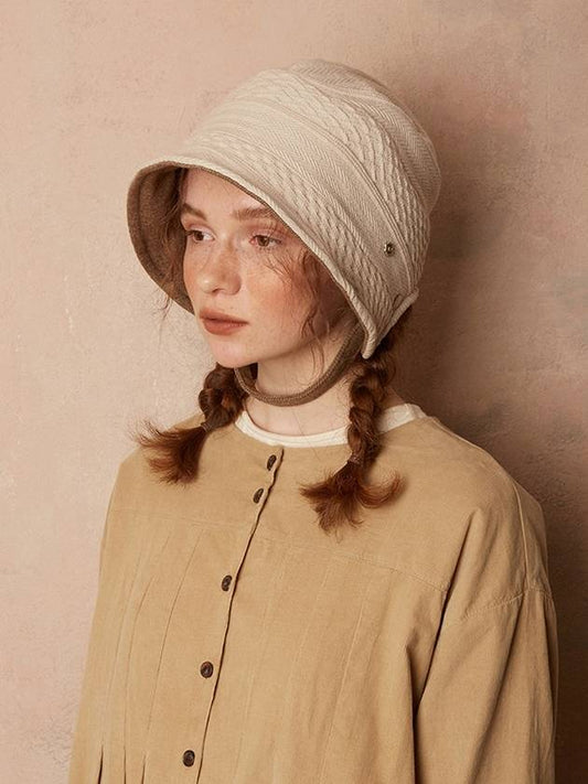 Jane bonnet snap button strap Ivory - BROWN HAT - BALAAN 1