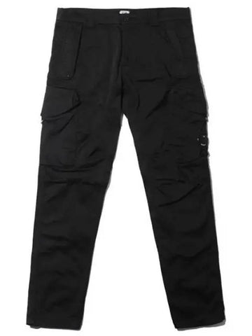 Stretch Satin Cargo Straight Pants Black - CP COMPANY - BALAAN 1