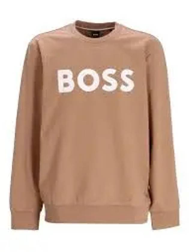 Logo Print Crew Neck Sweatshirt Camel - HUGO BOSS - BALAAN 2