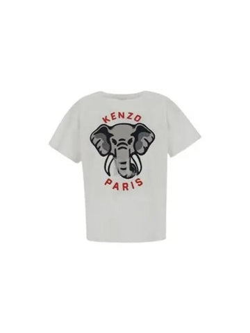 Elephant Cotton Short Sleeve T-Shirt White - KENZO - BALAAN 2