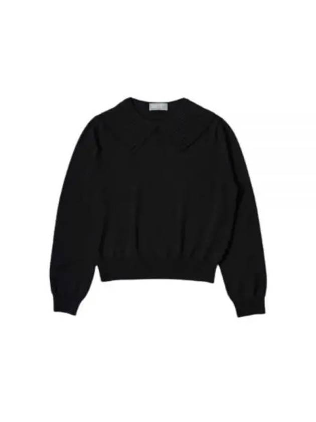 FLUTED COLLAR JUMPER WOKN0480S24ILT BLK knit - MARGARET HOWELL - BALAAN 1