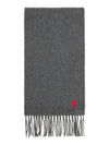 Small Heart Logo Wool Scarf Dark Grey - AMI - BALAAN 2