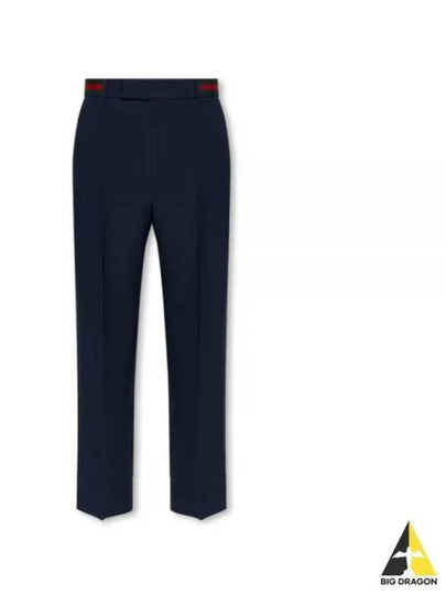 Fluid Drill Web Detail Straight Pants Navy - GUCCI - BALAAN 2