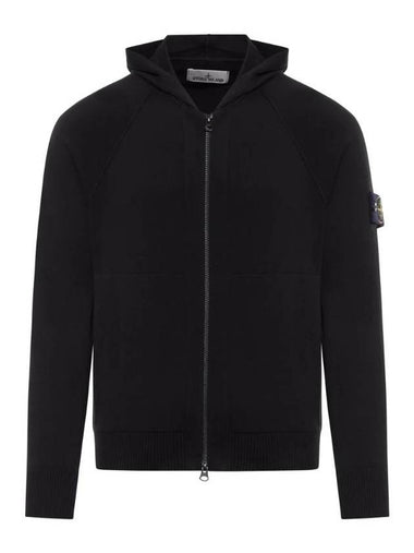 Wappen Padded Zipper Hooded Cotton Cardigan Black - STONE ISLAND - BALAAN 1