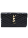 Cassandre Matelasse Large Flap Lambskin Long Wallet Black - SAINT LAURENT - BALAAN 2