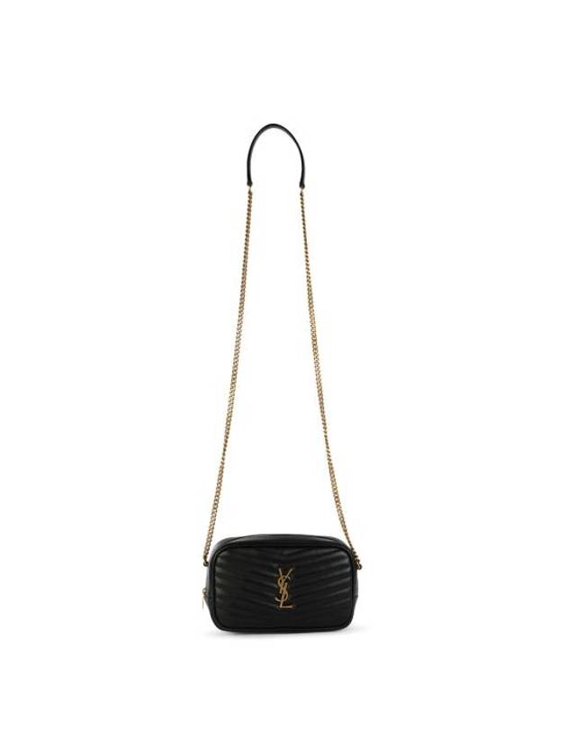 Lou Mini Leather Cross Bag Black - SAINT LAURENT - BALAAN 1