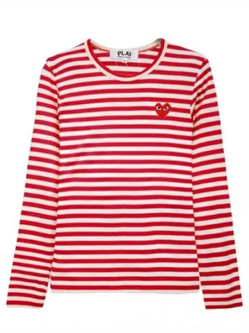 Red Heart Waffen Striped Long Sleeve T Shirt Women s - COMME DES GARCONS - BALAAN 1