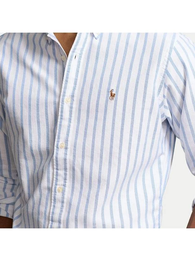 Embroidered Pony Logo Striped Long Sleeve Shirt Light Blue - POLO RALPH LAUREN - BALAAN 5