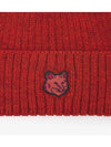 Bold Fox Head Patch Ribbed Beanie Red - MAISON KITSUNE - BALAAN 3