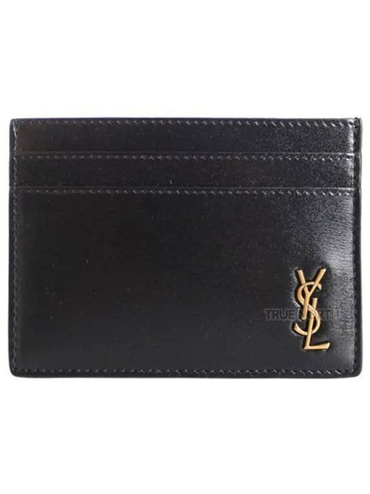 Tiny Monogram Shiny Leather Card Case Black - SAINT LAURENT - BALAAN 2