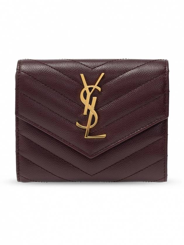 Matelasse Monogram Quilting Flap Half Wallet Red - SAINT LAURENT - BALAAN 2