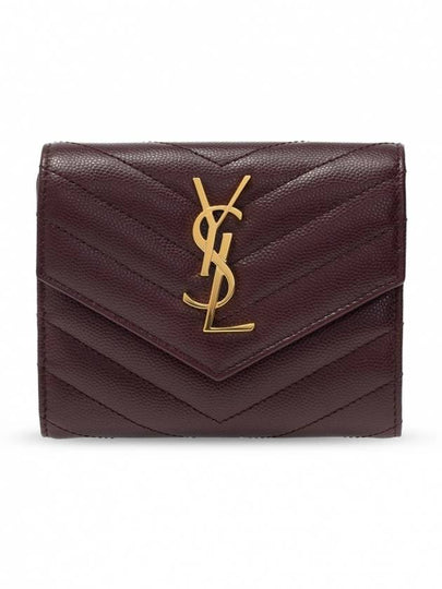 Matelasse Monogram Quilting Flap Half Wallet Red - SAINT LAURENT - BALAAN 2