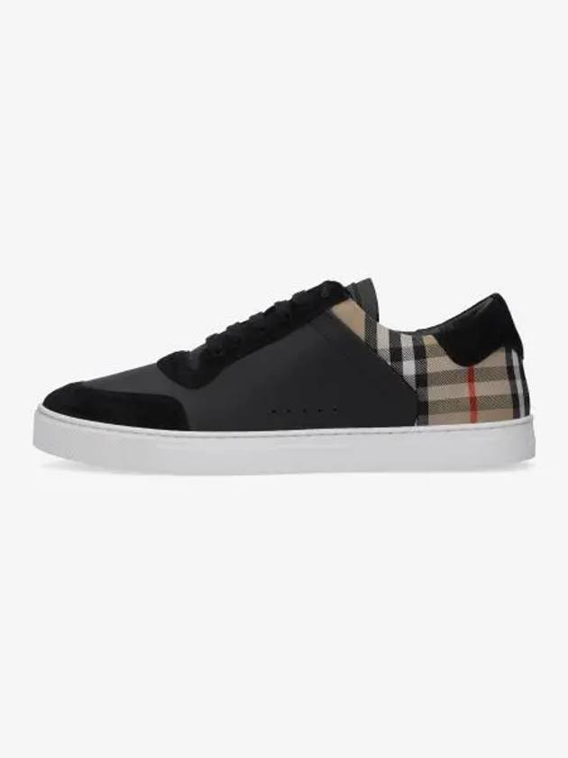 Checked Leather Suede Low Top Sneakers Black - BURBERRY - BALAAN 2